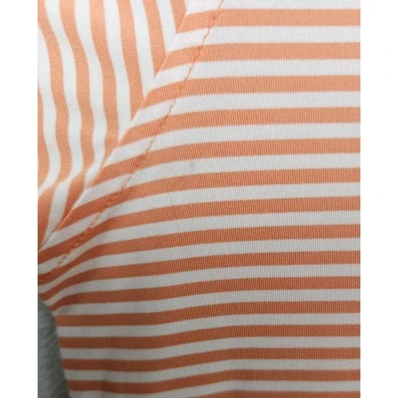 FootJoy Mens ProDry Golf Polo Shirt Large Orange White Striped Short Sleeve FJ - Picture 7 of 8